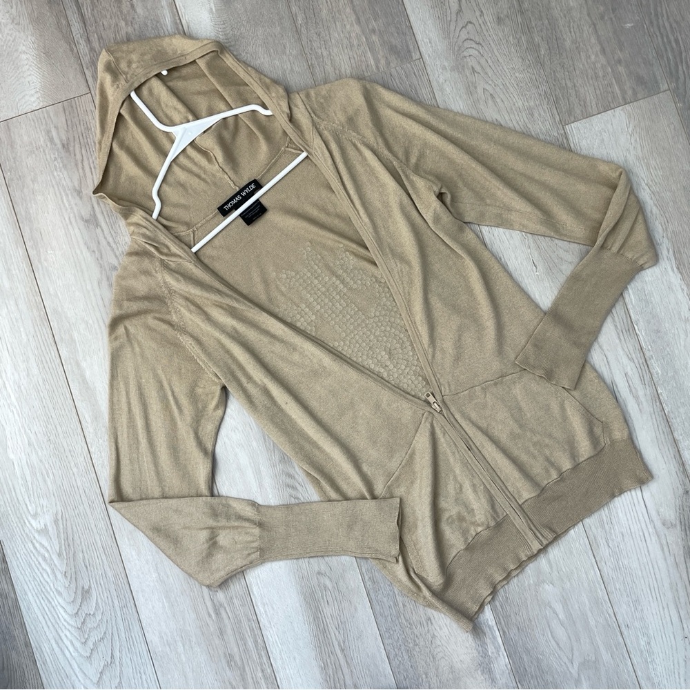 Thomas Wylde Jacket hooded v neck studded back knit womens Tan (medium) y2k edgy